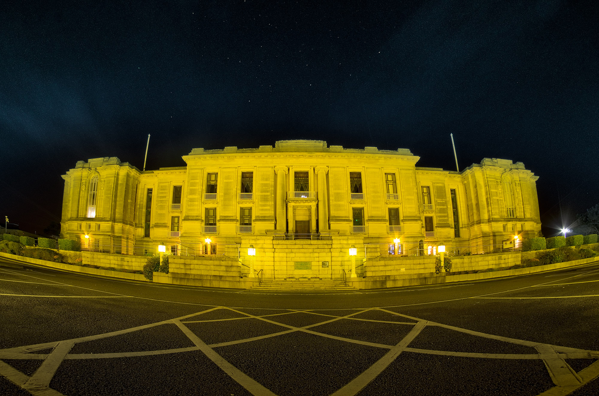 National Library of Wales, Aberystwyth lit up for st john's day